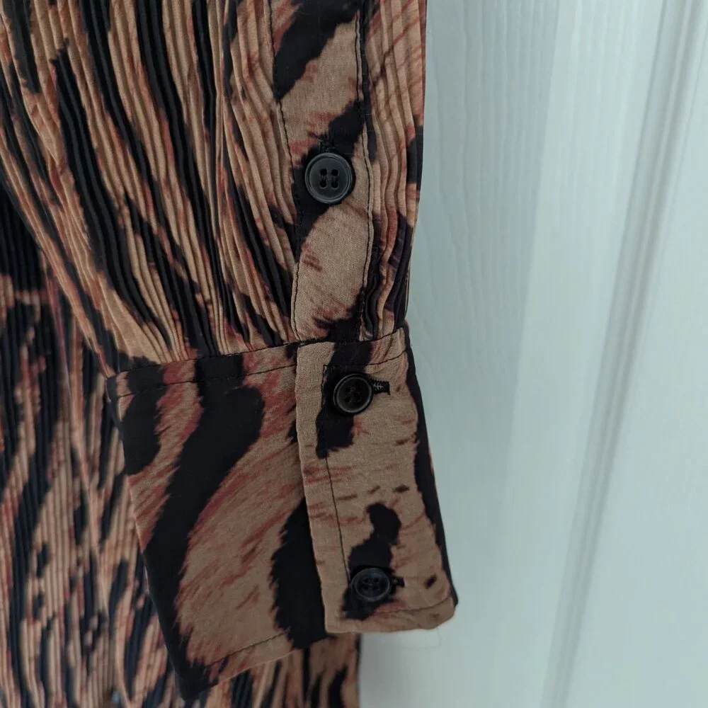 Ganni Tiger-Print Mini Dress in Brown and Black - Picture 6 of 6